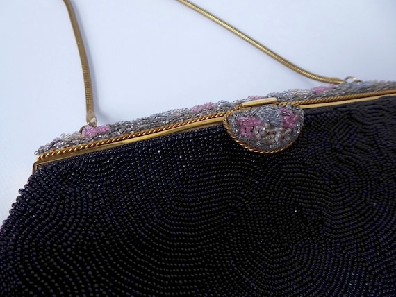 Sac à Main Soirée Noir Perlé - Style Ceinture, Ajustable - Occasion