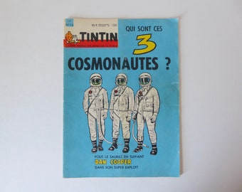 Tintin Journal. Belgian Edition. 1963. 18th year. No. 14 Tintin. Vintage Tintin Journal. Tintin Journal cosmonaut cover.