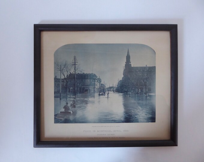 Flood in Montreal, April, 1886. Victoria square. Published by the George Bishop Eng. Framing collotype publication 1886. Photo Montreal