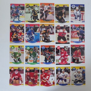 Lot cartes de Hockey Pro Set. Saison 1990-91. Mark Messier. Paul Coffey. Al Iafrate. Mike Vernon. Falmes Calgary. Collection Hockey vintage.