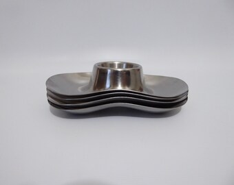 4 shells Cromargan Stainless steel. Germany. 1970. Mid century kitchen. Vintage breakfast.