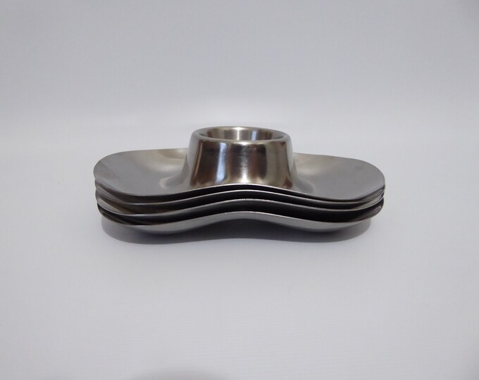 4 shells Cromargan Stainless steel. Germany. 1970. Mid century kitchen. Vintage breakfast.