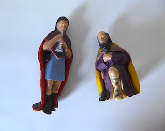 Vintage nativity scene figure. Vintage shepherd. Molded plastic. 1960s. Santon.