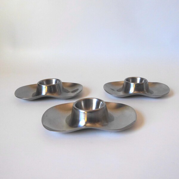 3 Cromargan stainless steel egg cups. Germany. 1970. Mid-century kitchen. Vintage breakfast.