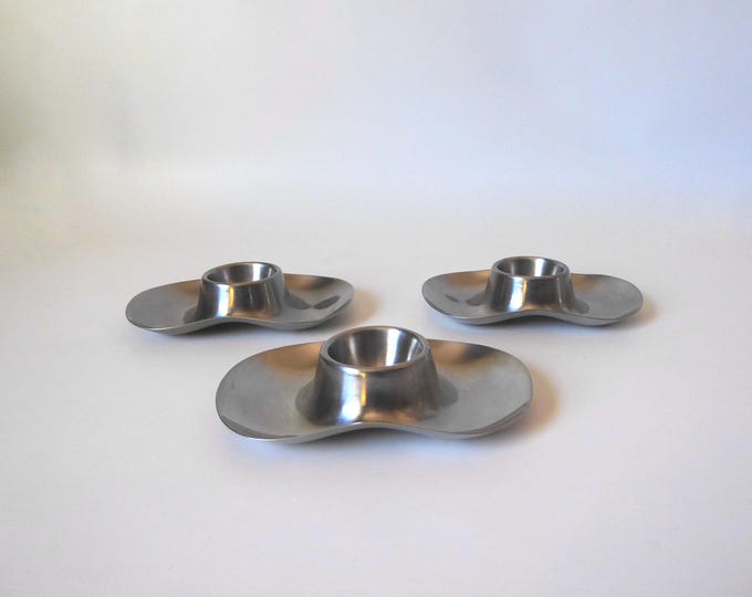 3 Cromargan stainless steel egg cups. Germany. 1970. Mid-century kitchen. Vintage breakfast.