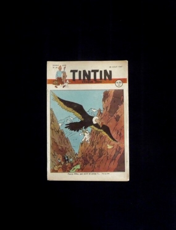 Carte postale Tintin Couverture journal Tintin n°35 du 28 Août 1947