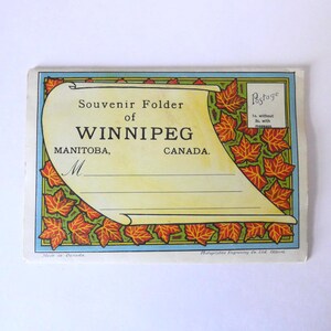 Souvenir Folder Winnipeg Manitoba Canada. Carnet carte postale série photos. 1940. Canada touristique vintage.