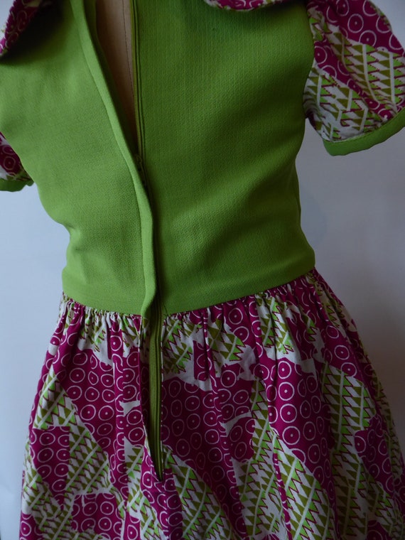 Girl dress green and pink fushia African print fa… - image 6