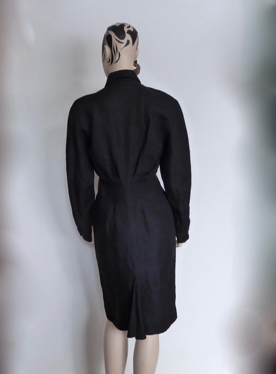 Claude Montana black linen shirt dress. Paris. 19… - image 4