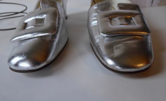 Silver leather leather sneaker space age. Sak's f… - image 6