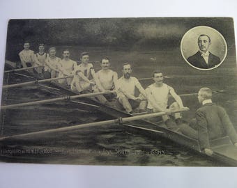 Royal nautical club, royal nautical sport of Ghent. Postcard sport Rowing. Heliotype. Winner Henley 1909. Vintage rowing. Athlete.