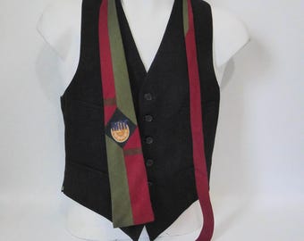 Jean-Paul Gaultier tie with a burgundy red background. Paris. Russian Constructivist. 1986-1987. Made in Italy.