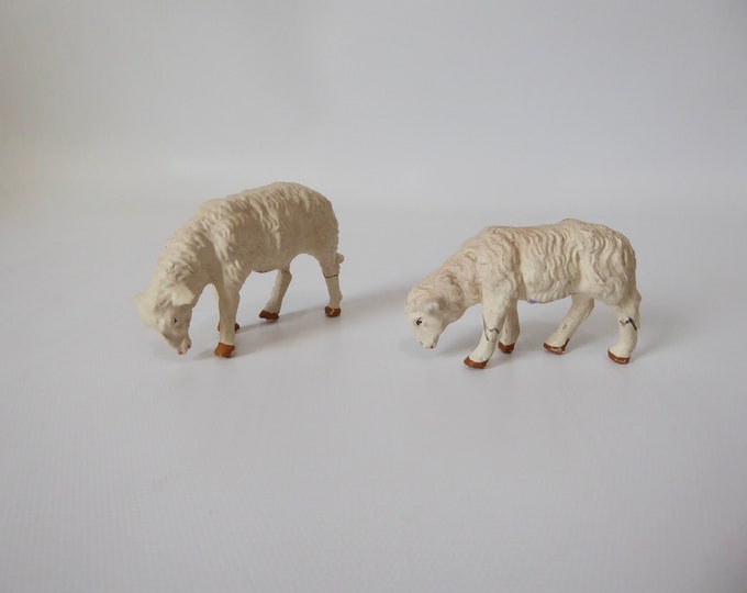 Vintage Christmas sheep. Metal Plaster and papier maché. Italy. Let's celebrate. Lamb. Crib. Vintage animals. Christmas figurine. Christmas 1950. Nativity