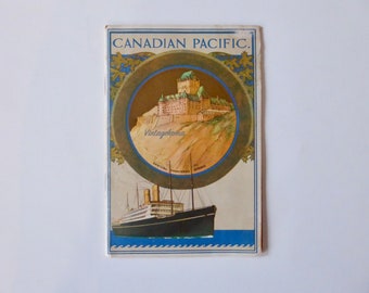 Empress of France. Passenger list First Class. 1926. Canadian Pacific Track Chart. Travel souvenir.