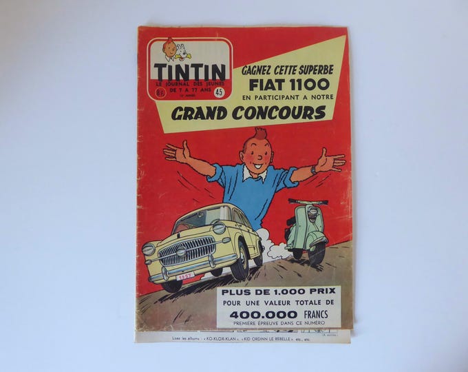 Tintin Journal. Hergé cover. 1957. 12th year. No.45. Belgian edition.