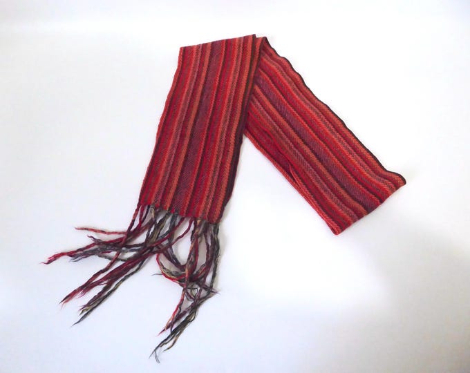 Vintage salmon pink and blue arrow sash. 1970s. 200 cm.