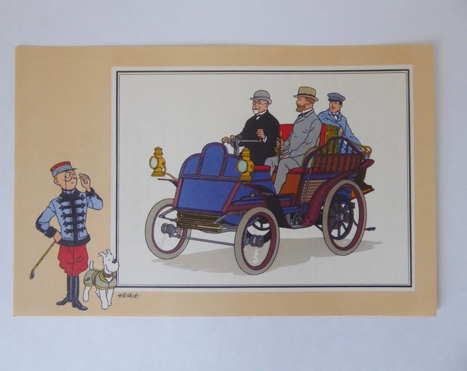Tintin. Chromo Tintin. See and Know. Hergé. 1955. Automotive. Series 6. N.53. Light car Mors. Vintage car. French automobile