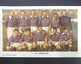 SC Anderlecht. Belgian Champions 1950-51. Division of Honour. Aiglon Chocolate Club. 1950s Football. Football Photogravure. Soccer