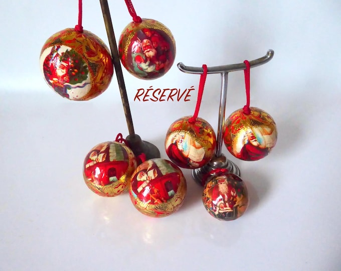 RESERVED...Do Not Buy! Lot of 7 vintage styrofoam Christmas baubles. 1980s. Christmas decoration. Vintage Christmas tree.