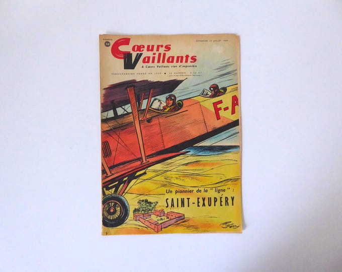 Valiant Hearts. July 24, 1960. Issue 30. Saint-Exupéry cover. Vintage comic.