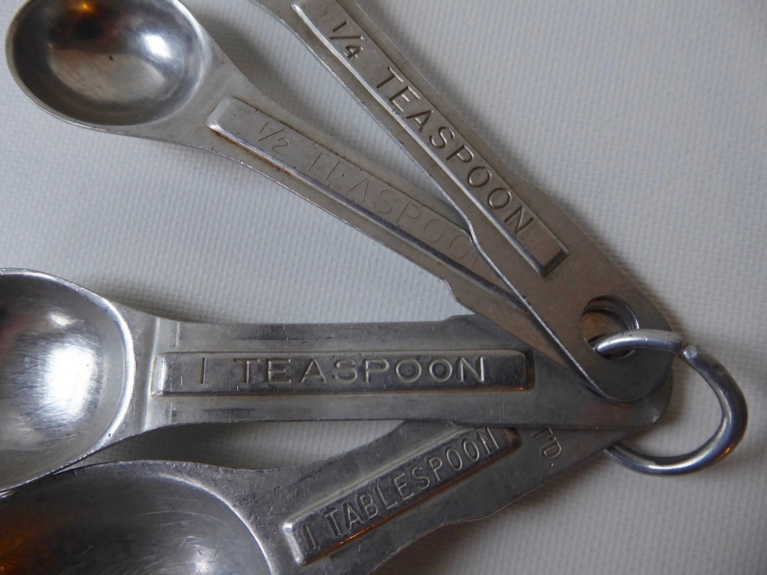 Vintage Metal Set Of Measuring Spoons On Ring