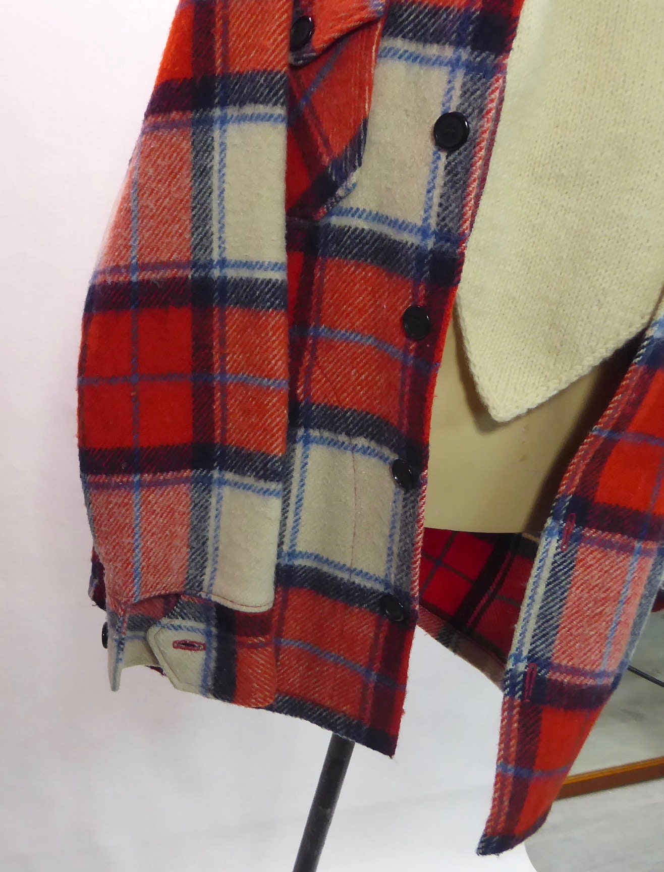Dea jacket Plaid red, ivory and blue navy jacket. 1960's by Deacon ...