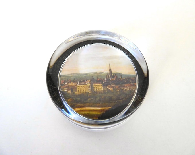 Souvenir glass paperweight of Vienna. Bernardo Bellotto. Detail of Vienna seen from the Belvedere. 1970.