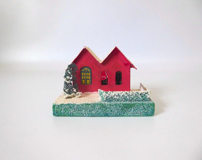 Large vintage Putz house. Japan. Christmas village. 1960s. Winter decor. Vintage Christmas. Christmas tree decoration.
