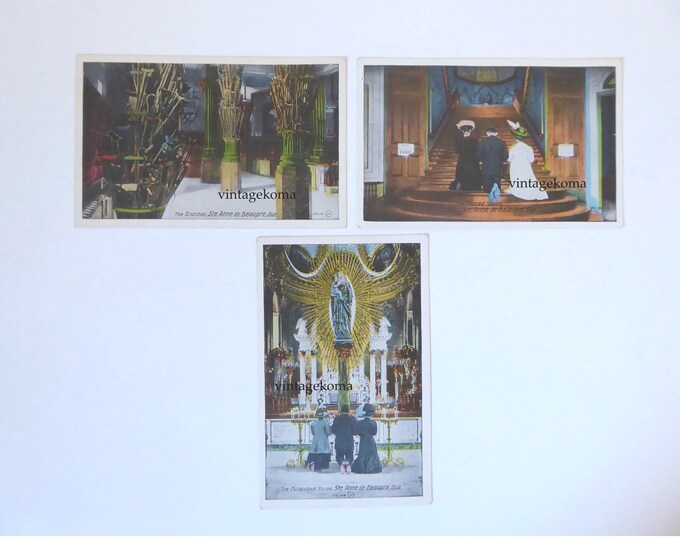 Lot of postcards of Sainte Anne de Beaupré. 1920. The Crutches. The Sacred Stars. The Miraculous Shrine. Valentine-Black Co. Toronto.