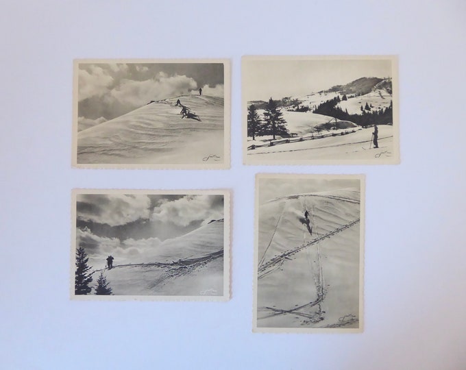 Lot of postcards of the splendid Canadian winter. 1950. Jackie art editions. Vintage Quebec skiing. Vintage winter photo.