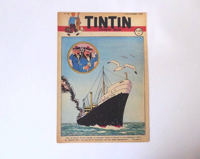 Tintin magazine, Hergé cover. Belgian edition. November 4, 1948. 3rd year no. 45. CIRCULAR CUTOUT P.17.