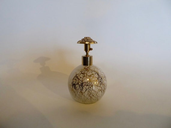Vintage perfume spray. Pressure atomizer. Pump-action perfumer. 50s-60s. Glass. Brass. Space Age perfumer. Glamour perfume.