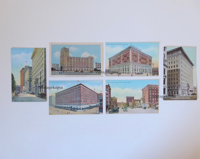 Building Winnipeg 1920-1930. Vintage postcard set. Manitoba Architecture. Eaton's store. Royal Alexandra Hotel. New Federal building