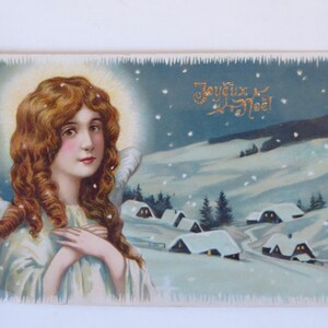 Vintage Merry Christmas postcard. Germany. Angel. 1920