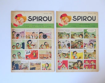 Lot of 2 Spirou. Nos. 628 and 629. 1950. 13th year. Vintage comics. Frank Godwin. Baden Powell. United States aircraft carrier.