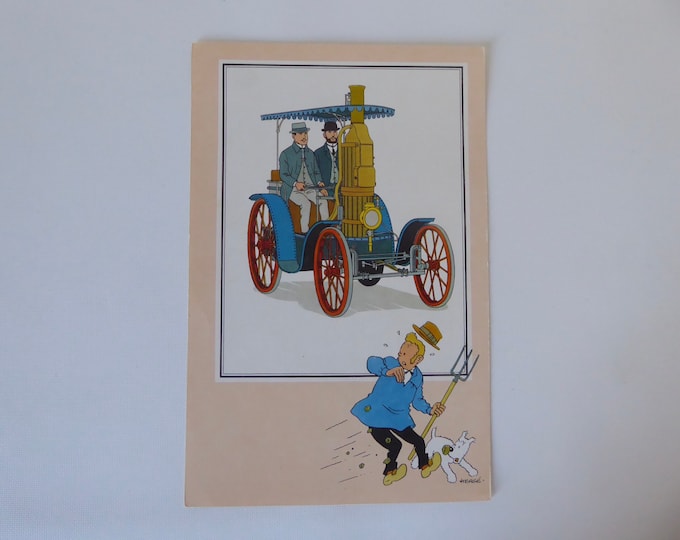 Tintin. Chromo Tintin. See and Know. Hergé. 1955. Automotive. Series 9. N.33. Steam cart of Amédée Bollée Fils.