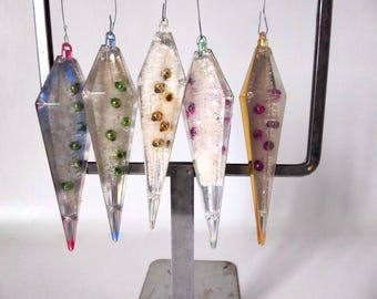 5 vintage Christmas icicles. Plastic. 1960s. Christmas decoration. Vintage Christmas tree.