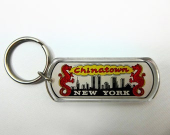 Vintage Chinatown keychain. Souvenir New York. Year 80.