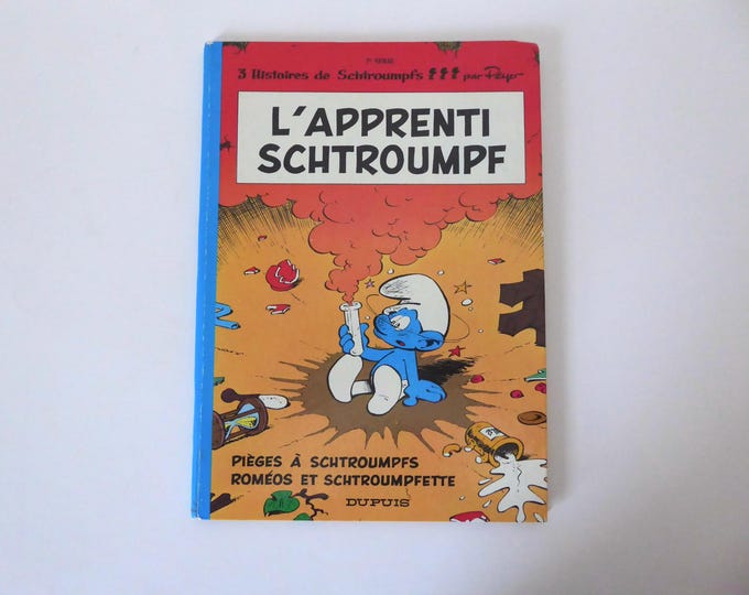 The Smurf Apprentice. 3 Smurf stories. Dupuis. Round spine. Original edition 1971. Peyo. Vintage comic.