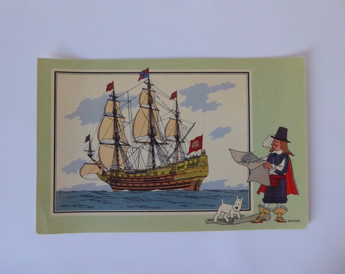 Tintin. Chromo Tintin. See and Know. Hergé. 1954. Navy. Series 3. N.40. The "Sovereign of the seas". England.