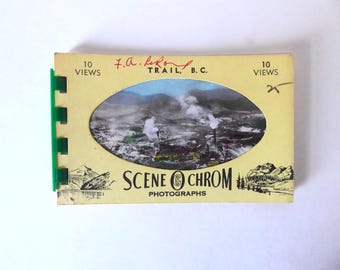 Pequeño álbum de fotos de recuerdo, Trail, Columbia Británica, Canadá. Condado de Gowen Sutton, 1950. Turismo clásico en Canadá.