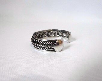 925 sterling silver braided cuff bracelet. 1980s