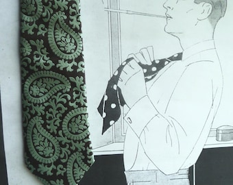 Altea Milano tie woven in dark brown and mint green brocade