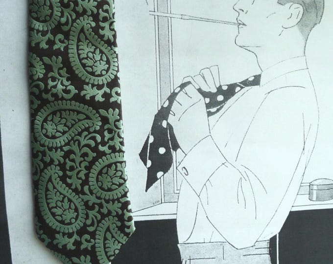 Altea Milano tie woven in dark brown and mint green brocade