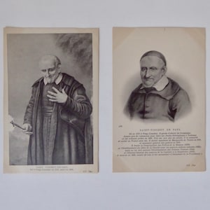 Cartes postales portrait Saint-Vincent de Paul. Vers 1905. Image religieuse vintage. Carte postale religieuse.