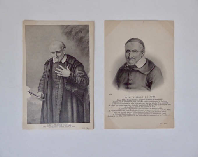 Cartes postales portrait Saint-Vincent de Paul. Vers 1905. Image religieuse vintage. Carte postale religieuse.