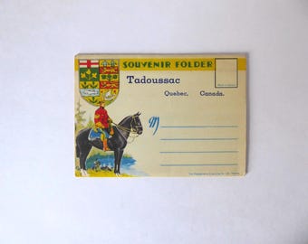 Souvenir folder, Tadoussac, Quebec, Canada. Postcard booklet, photo series. Vintage Canadian tourist collection.