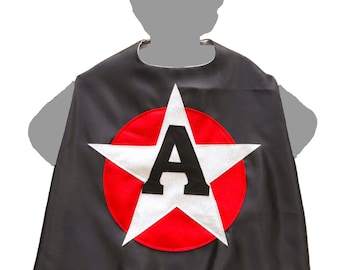 Black Silver Cape - Silver Star Cape - Silver Superhero - Red Silver Glitter Superhero - Magician Cape - Magic Party Cape