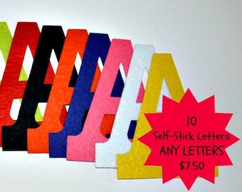 BULK FELT LETTERS - Sticky Felt Letters - Set of 10 - Self Adhesive Letters - Superhero Party Activity - Kids Party Activity - Ships Quickly