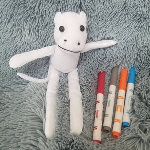 DIY Plush MONKEY Animal Kit-Ready for Gift Giving or DIY Party-Kids Craft-Color Your Own Plushie-Diy Monkey-Monkey Gift